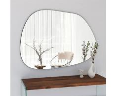 Gozos Xabia Asimmetrico Specchio da parete con base in Legno da 2,2cm | Ideale come oggetto decorativo in soggiorno, specchiera bagno, per il trucco | 90x70 cm