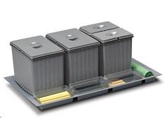 Pattumiera per Base cestone 90 cm sottolavello Cucina - 4 secchi H. 25 Raccolta differenziata cassettone - 906