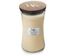 Woodwick Hourglass Candela Profumata Grande con Stoppino Scoppiettante, Bacca, Fino A 130 Ore, Beige (Baccello di Vaniglia)