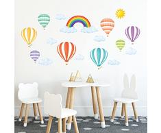 DECOWALL DWT-1801 Rainbow e mongolfiere Adesivi da Parete Decorazioni Parete Stickers Murali Soggiorno Asilo Nido Camera da Letto per Bambini