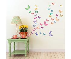 DECOWALL DW-1602 Farfalle di Acquerello Adesivi da Parete Decorazioni Parete Stickers Murali Soggiorno Asilo Nido Camera da Letto per Bambini