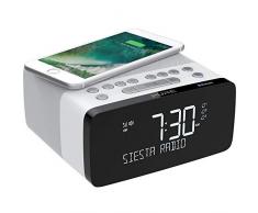 Pure Siesta Charge Radiosveglia con carica wireless per cellulari (radio digitale con DAB/DAB+, radio FM/FM, Bluetooth, USB, AUX, 40 stazioni preimpostate) Polar