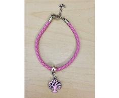 10 PZ Bracciale ciondolo ALBERO DELLA VITA ROSA bomboniera BATTESIMO