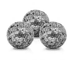 Belle Vous Sfere Decorative a Specchio in Vetro Craquelé (Confezione da 3) - Diametro 10 cm - Soprammobili di Vetro - Design a Sfera per Soggiorno/Sala da Pranzo o Come Centrotavola.