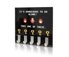 getDigital, Dangerous To Go Alone, Appendichiavi - Geeky Appendichiavi da Parete con 5 Ganci in Metallo - 21 x 16 cm