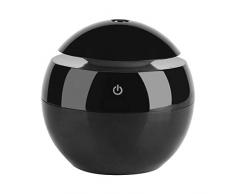 Diffusore di Oli Essenziali allaroma, umidificatore a Nebbia Fredda da 130ml ad ultrasuoni con Luce Notturna a LED per Ufficio, Camera da Letto, Soggiorno, Studio, Yoga, Spa(Nero)