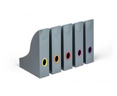 Durable 770657 Set di 5 Portariviste con Fori di Presa Colorati, 73x306x241 mm (1 Portariviste), Antracite