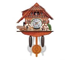 Vioaplem Antico Legno Orologio a cucù Uccello Tempo Campana DellOscillazione Sveglia della Decorazione della casa Orologi a cucù (Color : 7)
