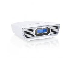 AUNA Dreamee DAB+ - Radiosveglia con Lettore CD, Radio Digitale Retrò, Funzione Snooze, DAB+, CD-R/RW/MP3, AUX, Doppio Allarme, Timer, Bianco Ghiaccio