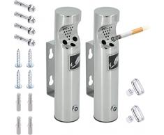 Posacenere da Parete Esterno Rotondo in Acciaio Inossidabile per Ristoranti, Uffici e Alberghi con Serratura da Poweka (Argento, 2PCS)