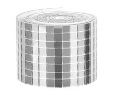 VORCOOL 1 Rotolo di Auto- Adesivo di Vetro Mini Specchio Quadrato Argento Tessere di Mosaico Sticker Tessere di Mosaico della Parete dello Specchio della Decalcomania per Il Fai da Te