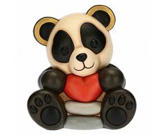 THUN - Soprammobile Panda Bandoo Decorato a Mano con Cuore - Linea Slow Life - Idea Regalo - Ceramica - 14,8x12,4x15,5 cm h