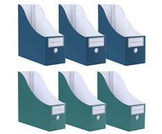 POERMA Portariviste Cartone, 6 Pezzi Portariviste per Documenti Ondulato con 6 Etichette, Portariviste per Scuola, Dormitorio, Ufficio, Archiviazione di File di Casa