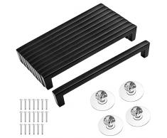 TUFA 10 Pezzi Maniglie per Armadietti in Acciaio Inossidabile,160mm Nera Maniglia per Mobili con Vite per Cassetti,Maniglie dellArmadio da Cucina| Distanza Fori 160 mm+ 4 Maniglie Autoadesive