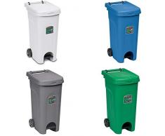 Pattumiera contenitori bidoni Raccolta Differenziata Set 4Pz pub bar ristoranti casa giardino 80 litri carrellati con ruote forti resistenti interamente prodotti in Italia