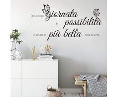 decalmile Adesivo Murali Frasi Scritte Dai ad ogni giornata la possibilita Farfalle Adesivi da Parete Citazioni Nero Camera da Letto Soggiorno Ufficio Decorazione Murale