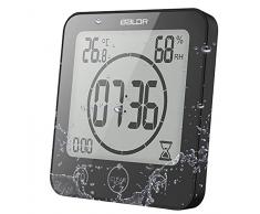 Orologio Bagno, Orologio Digitale LCD Impermeabile Umidità Della Temperatura, Controllo Tattile Umidità Della Temperatura Timer Conto Alla Rovescia 3 Metodi di Montaggio Alimentazione Della Batteria
