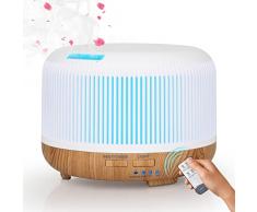 Diffusore di Oli Essenziali 400ML,GeeRic Ultrasuoni Umidificatore Purificatore dAria Scolpito Diffusore di Aromi Nebulizzatore per Oli Profumati 7 Color LED Silenzioso per Yoga Casa Regalo Marrone