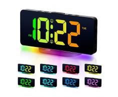 VINILITE Sveglia da Comodino con Luce Notturna e Grande Display a LED Orologio Digitale da Tavolo con 2 Allarme, Snooze, Luminosità Regolabile, Montato a Parete