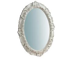 Biscottini Specchio Specchiera da parete stile Shabby in legno con finitura bianca anticata misure L32xPR2,5xH26 cm produzione Artigianato Fiorentino Made in Italy