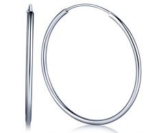 Orecchini a cerchio per donne e ragazze Infinite U Fashion in argento sterling 925, diametro tra 12 e 60 mm, rotondi, lucidi, a campanella, chiusura a incastro, argento, colore: Silver-20mm, cod. b01559-2-earring