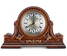 Decodyne - Orologio da tavolo grande con numeri romani, in legno finto