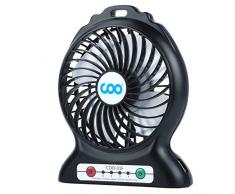 KARFUN Ventilatore USB-Portatile Mini Ventilatore Ricaricabile con Torcia Elettrica e 3 Velocità Regolabili, Batteria ad Alta Capacità per Viaggi, Casa, Esterno, Ufficio, Campeggio, Nero