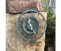 kuny Grande orologio da giardino retrò, resistente alle intemperie, orologio da bagno, grande, vintage, decorativo, con senza ticchettio