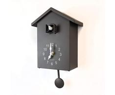 WALPLUS Orologio Da Parete Orologio a cucù Vintage Moderno Home Decor Decorazione Della Strofa Classico Cucina Soggiorno Casa Cucù Grigio Minimalista 20x25cm