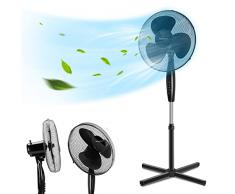 Aigostar Molly 33NFR – Ventilatore a piantana con oscillazione a 80°, altezza regolabile fino a 130cm. Base stabile e salvaspazio, 3 velocità e cavo lungo 180cm. 40W Motore statico antirumore. Nero