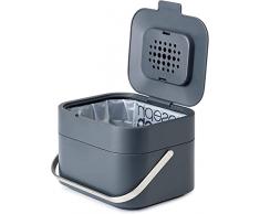 Joseph Joseph - Stack 4, pattumiera intelligente per rifiuti organici con filtro antiodore - Colore: grafite, 4 litri