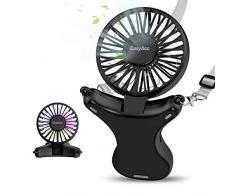 EasyAcc Ventilatore da Collo, 3350mAh Sospeso Ventilatori USB Personale Portatile Ricaricabile Mani Libere Ventilatore Pieghevole Corda 3 velocità 90 ° Rotante Luce Notturna per Viaggi Campeggio