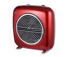 Ardes AR4F07R Termoventilatore ROCK con 2 Potenze, Termostato, Spia Funzionamento, Dettagli Cromati, Vano Avvolgicavo, Design Vintage Italiano, Nero/Bordeaux