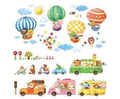 DECOWALL DA-1806P1406B Trasporti Animali Mongolfiera Adesivi da Parete Decorazioni Parete Stickers Murali Soggiorno Asilo Nido Camera da Letto per Bambini