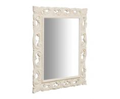 Biscottini Specchio da parete 93x73x5 cm Made in Italy | Specchio shabby legno bianco | Specchio barocco | Specchio per bagno rettangolare