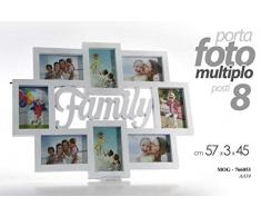 Gicos Portafoto Porta Foto Cornice Multiplo 8 posti Decoro Family Colore Bianco 57 x 3 x 45 cm MOG-766053, Unica