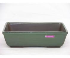 Vaso bonsai rettangolare in gres 9003 - cm.18X14 Sm Verde Palude -CERTRE
