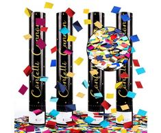 Spara Coriandoli*4, Taozoey Cannone Spara Coriandoli 40 cm, Spara Coriandoli Laurea, Altezza Effetto 5-8 m, Coriandoli Matrimonio, Confetti per Compleanno, Tubo Sparacoriandoli