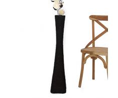 LEEWADEE Grande Vaso da Terra: stiloso Vaso da Pavimento, Elemento Fatto a Mano di bambù e Rafia, Alto Vaso per Rami Decorativi, 90 cm, Nero