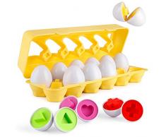 Coogam Set di 12 Uova abbinate Colore e Forma Riconoscimento Sorter Puzzle per Pasqua Viaggio tombola Gioco Presto Apprendimento educativo Ottima abilità motoria Regalo Montessori