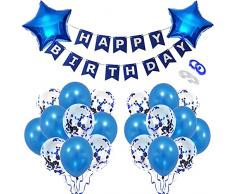Palloncini Compleanno Blu, Addobbi per Feste di Compleanno, Decorazioni Compleanno Banner Palloncini in Lattice Adatto per Ragazzi e Fagazze Festa