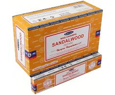 Satya Nag Champa-Bastoncini di incenso in Legno di Sandalo, Giallo, Confezione da 12, unità