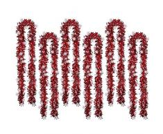 Ambolio 6 Pezzi Natale Tinsel Ghirlanda,Tinsel Ghirlanda di Tinsel Metallizzata,Tinsel Appendere Albero,Ghirlande Metalliche Scintillanti,Ghirlanda Tinsel di Natale,Tinsel Natale. (Rosso)