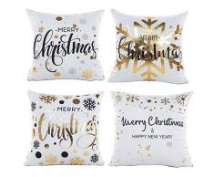 Gspirit Natale Fiocco di Neve 4 Pack Cuscini per divani Decorativo Cotone Biancheria Cuscino copricuscini Divano Caso Federa per Cuscino 45x45 cm