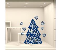 NT0336 Adesivi Murali - Alberello con neve - Vetrofanie natalizie - Misure 80x120 cm - rosso - Vetrine negozi per Natale, stickers, adesivi