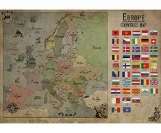 Europe countries map 4 b2112 A2 Poster - Carta fotografica spessa lucida (24/16.5 inch)(59/42cm) - Della Decorazione parete di film Arte Attore Attrice Regalo Anime Auto Cinema Decorazione della pa