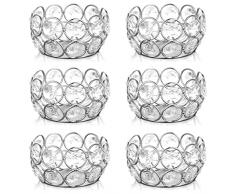 Sziqiqi Portalumini di Cristallo Set di 6, Portacandele Candelieri Bordo in Metallo, Candelabri Centrotavola da Tavolo per Matrimonio Decorazione Natalizia Regalo di Nozze, 8cm, Argento