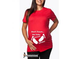 T-shirt lunga da donna ideale per il premaman "bimbo che esce dalla zip" idea regalo buon natale a tutti stampa divertente by tshirteria