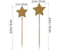 ULTNICE 50pcs Star Cupcake Toppers Glitter Picks Cocktail Sticks Cibo stuzzicadenti Compleanno decorazioni per la festa nuziale torta (oro)