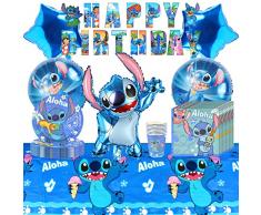 Lemotoy Piatti Compleanno Bambina,Stoviglie per Feste di Compleanno,Addobbi Stitch Compleanno,Decorazioni di Compleanno,Set Festa di Compleanno, Getta per Matrimonio, Natale e Feste